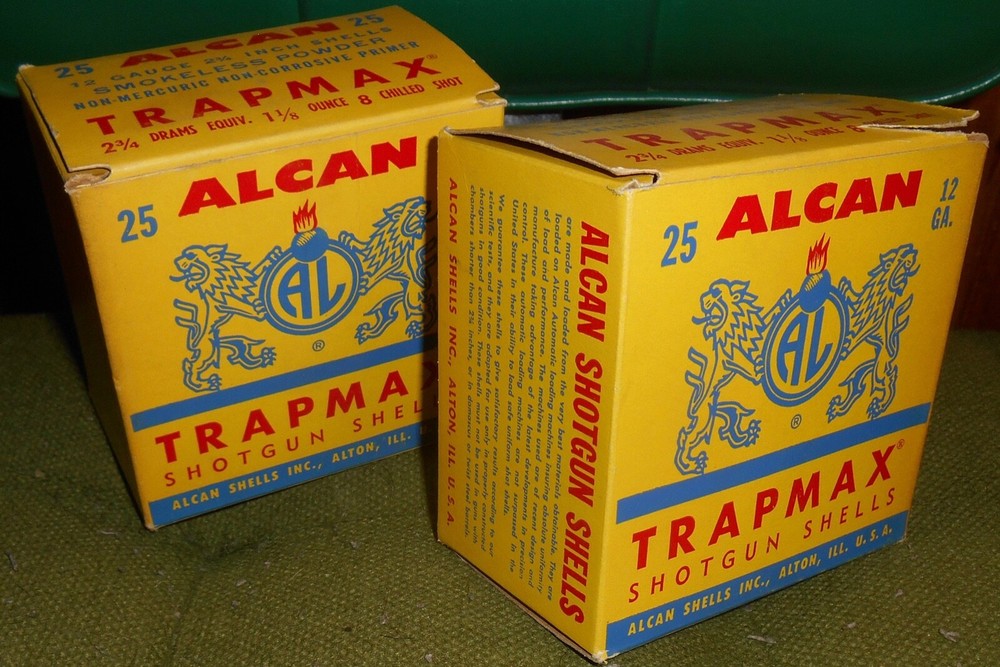 2 Alcan Trapmax 12 gauge Shotgun Shell ammo Boxes - Empty