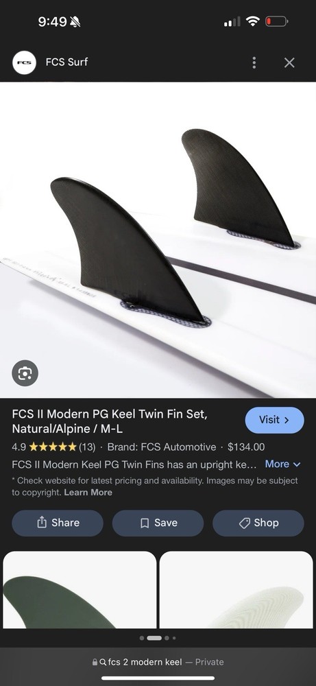 Fcs 2 Fins Modern Keel Right Only