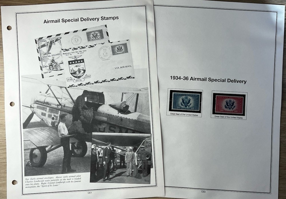 Mystic Heritage Airmail Special Delivery Complete Album Inserts 1934-36 Stamps