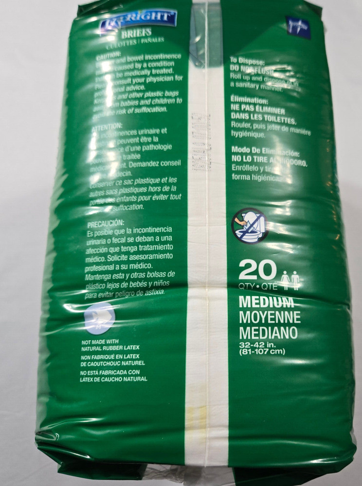 Fit Right Plus Briefs Size Medium 32"-42" Qty 20 per pack Performance Plus