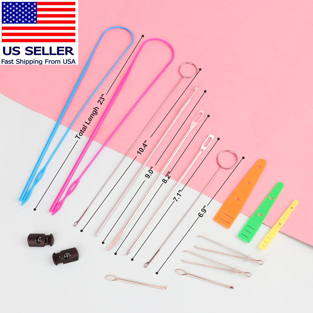 16 PCS Drawstring Threader, Turner Sewing Tool with Flexible Hoodie String Threa