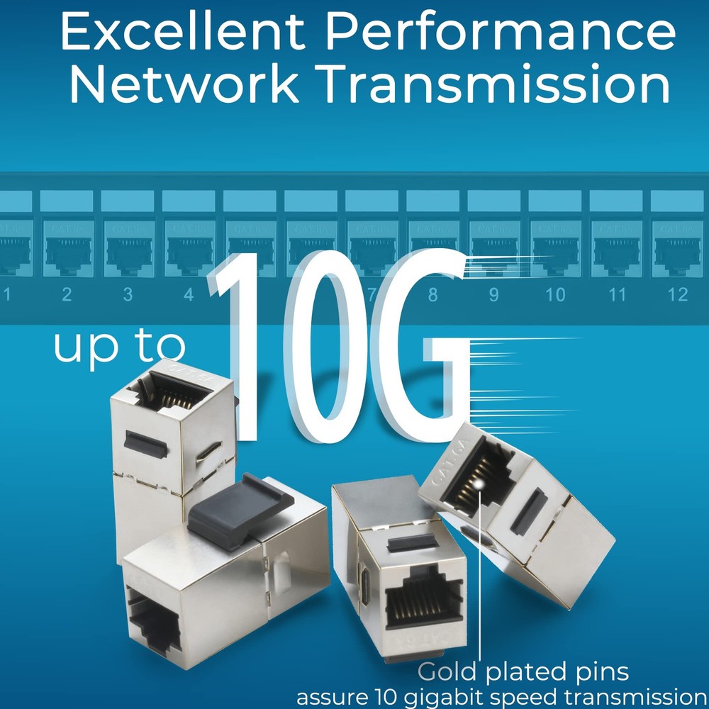 Mini 12 Port Cat6A Patch Panel with Inline Keystone 10G Support, Shielded 10-...