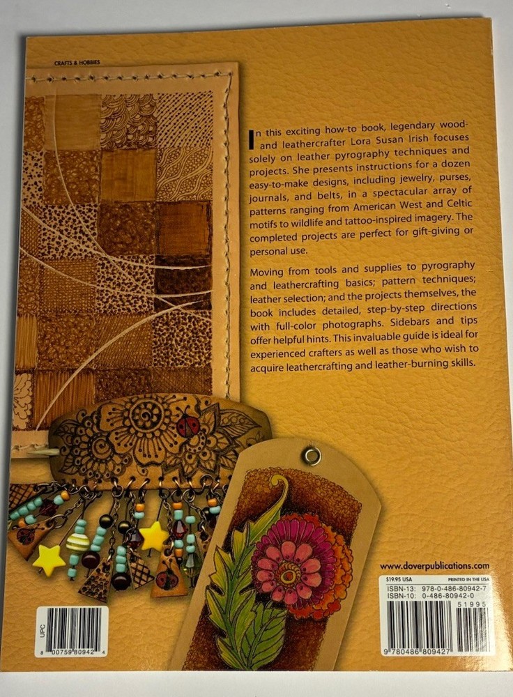 Dover Publications Leather Burning Step-by-Step Techniques Instructional Book
