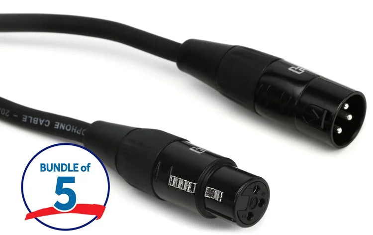 Hosa HMIC-025 Pro Microphone Cable 5-Pack - 25 foot