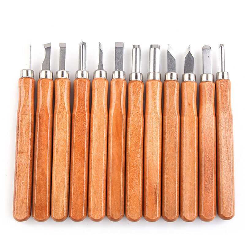 12Pcs Wood Carving Hand Chisel Tool Set Professional Woodworking Gouges Steel
