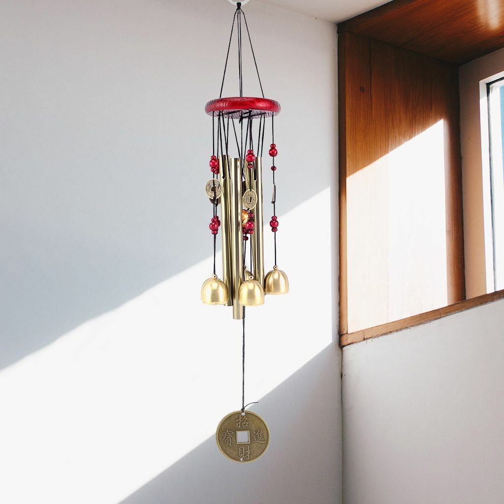 Large Wind Chimes 4 Tube 5 Bells Metal Church Bell Alloy Outdoor Garden Decor