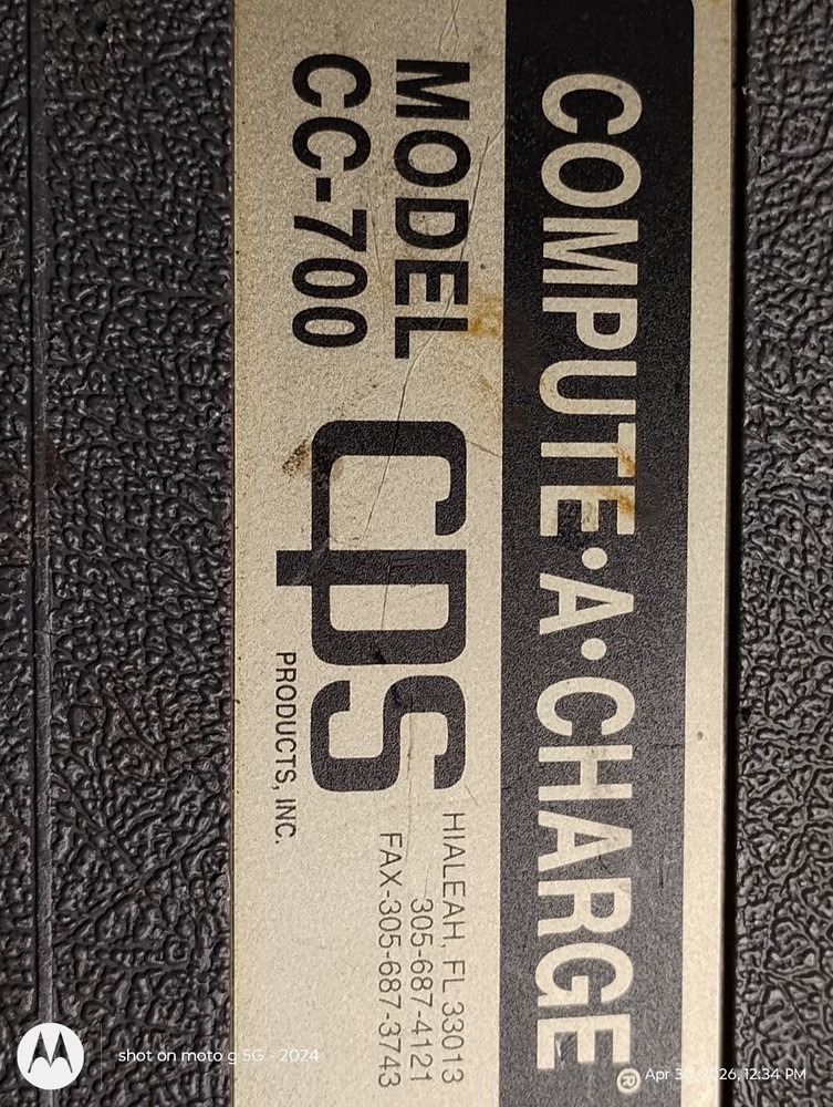 COMPUTE- A-CHARGE MODEL# CC-700, CPS AUTOMATIC PRECISION CHARGING & RECOVERY (B9