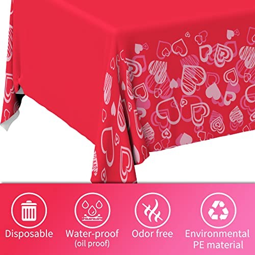 Valentine's Day Hot Heart Love Tablecloth Waterproof Plastic Rectangular