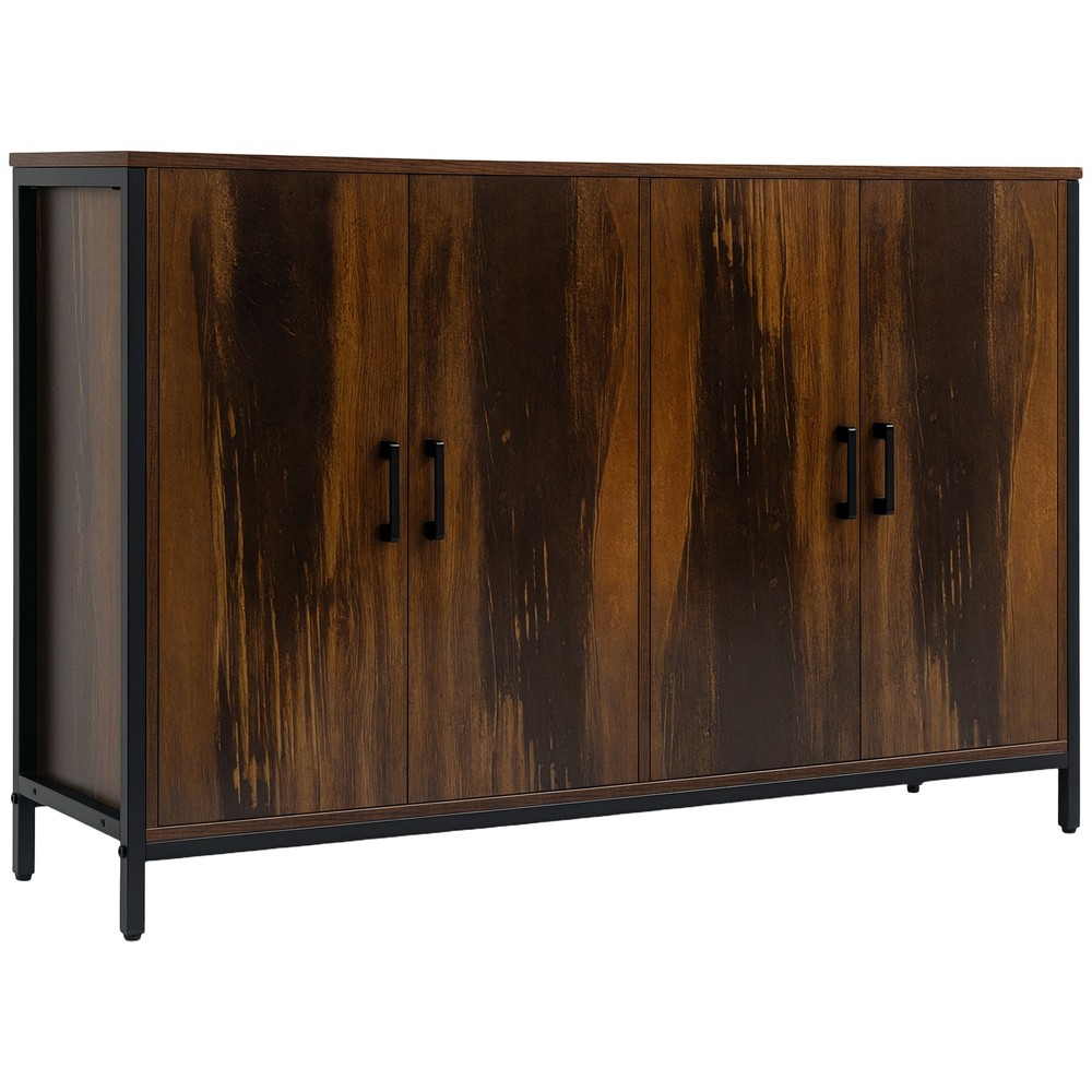 Industrial Sideboard Buffet Storage Cabinet with Adjustable Shelves Rustic Brown