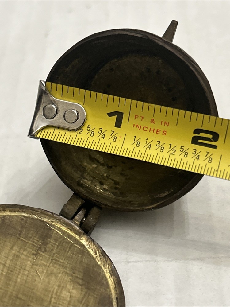 Antique 18th Century Solid Thick Brass Lidded Case And Nested Weigth Set 4 Piece
