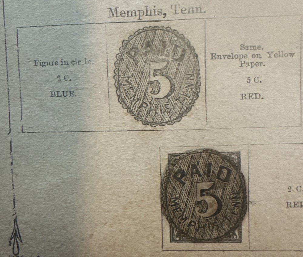 1861 Stamp Scott CSA #56x2  red 5 cent MH-Memphis Provisional