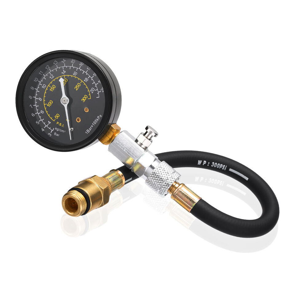 Engine Compression Tester Testing Gauge Gage Check Test Tool Kit with Hose 20bar