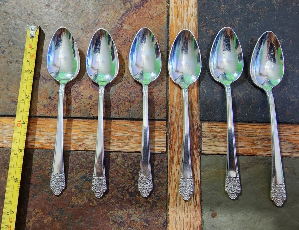 6 ANCHOR ⚓ROGERS c1941 PRECIOUS SILVERPLATED TEASPOONS 🫖/ TEA 🍵 SPOONS