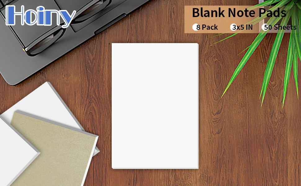 Note Pads In, Blank Notepad, White Scratch Pads for Writing, 50