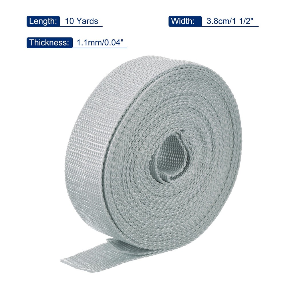 Lightweight Polypropylene Webbing Strap 3.8cm 10 Yard Pale Grey