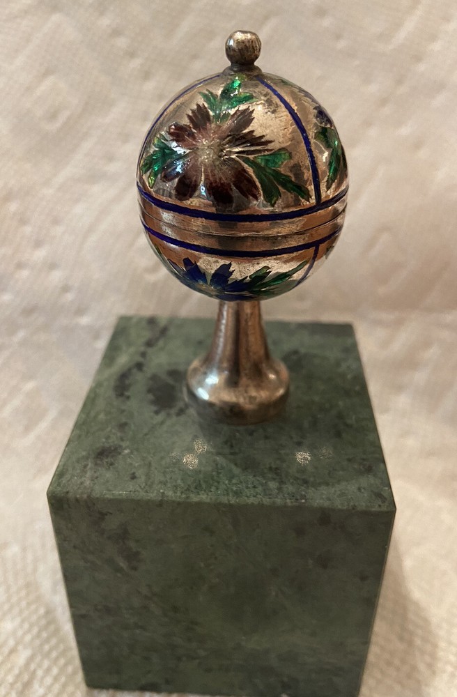 ENAMELED STERLING PEDESTAL CONTAINER / MONSTRANCE ? SAMPLE