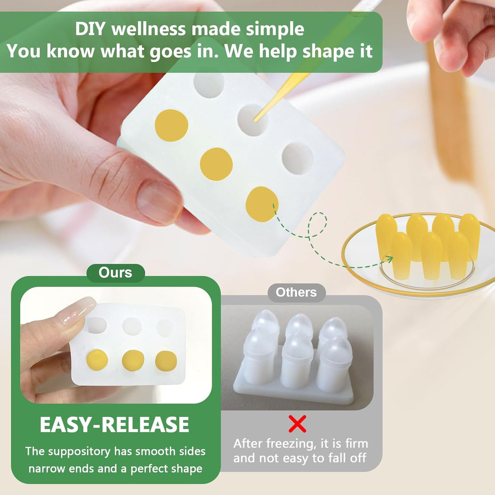 Reusable Suppository Molds Kit,2Ml, Silicone Suppository Molds Kit Includes 4 Tr