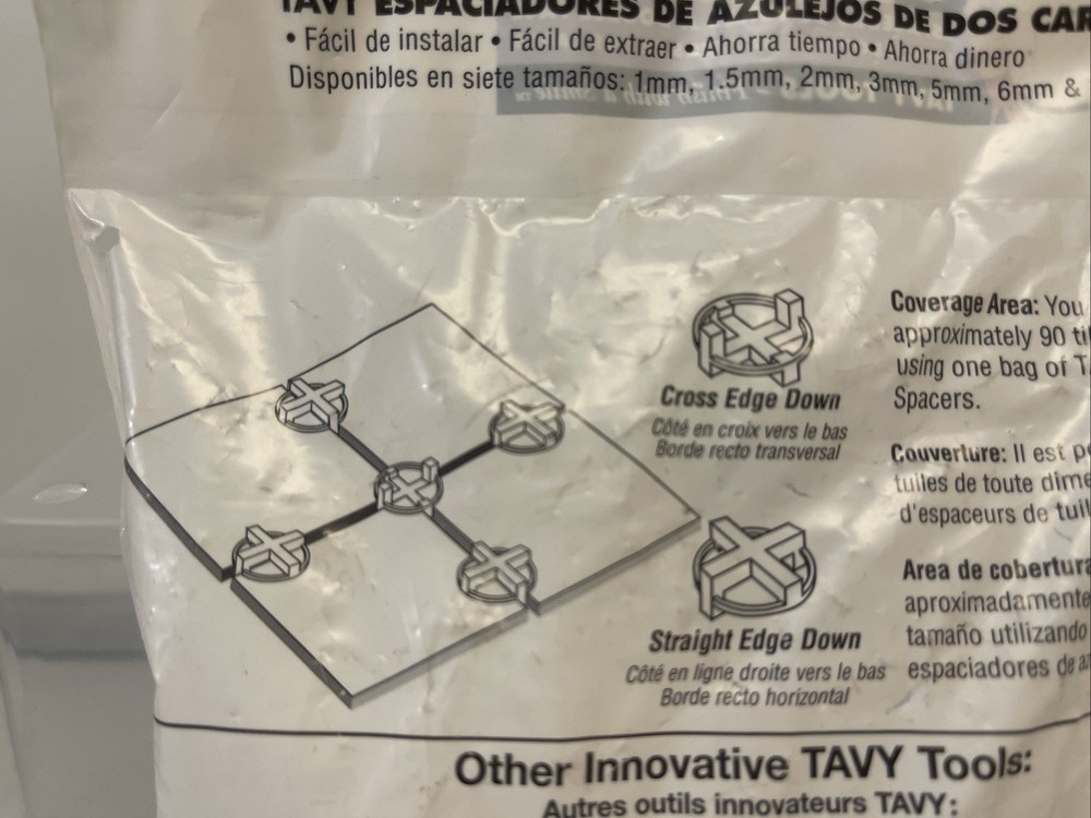 1 PACK TAVY Two Sided Tile Spacers 100 TOTAL 1/8" 3mm