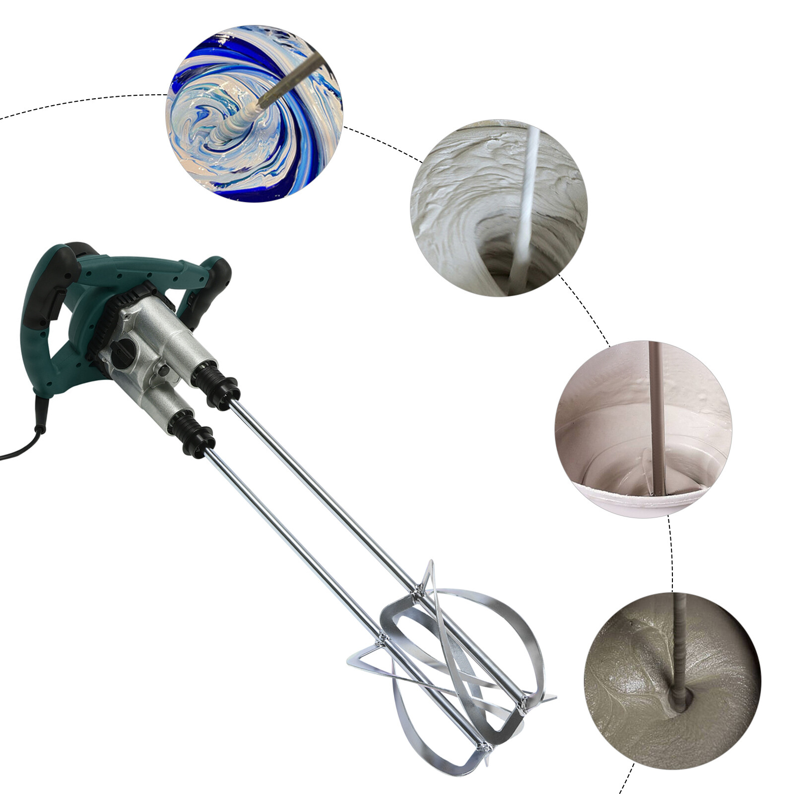 1800w Concrete Mortar Mixer Cement Grout Plaster Stirrer Double Paddle Mixer USA
