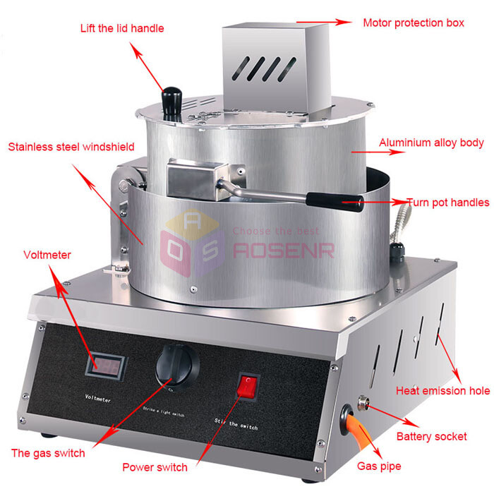 Automatic Gas Popcorn Making Machine Single Pot Spherical Popcorn Maker