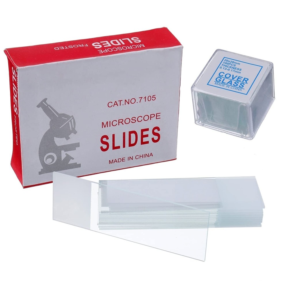 50 Pcs Ground Edge Pre-Cleaned Microscope Slides and 100 Pcs Pre-Cleaned Microsc