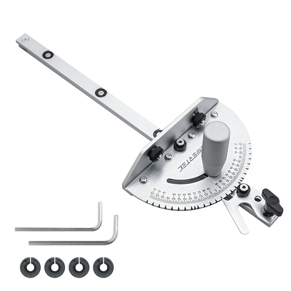 POWERTEC 71142 Universal Table Saw Miter Gauge with 27 Angle Stops