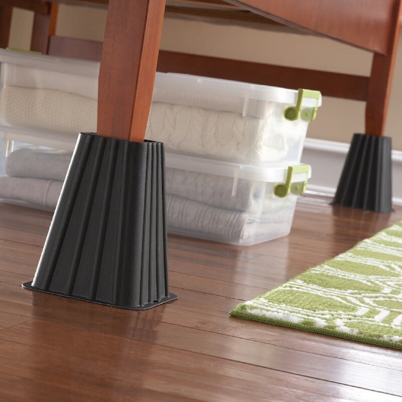 Tall Bed Risers 4-Pack Heavy Duty Plastic Underbed Storage Max Capacity 300lbs
