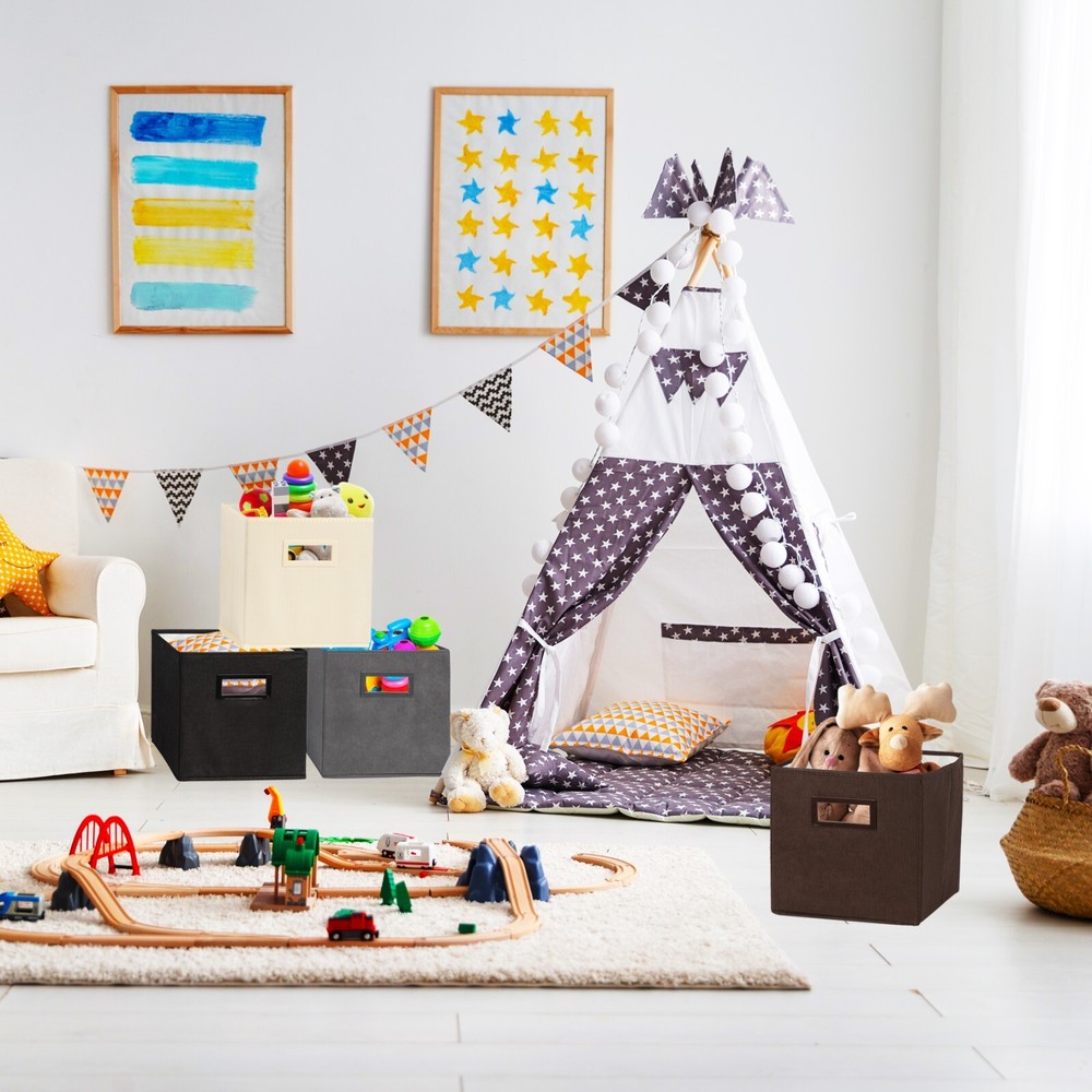 Superio Fabric Organizing Bin, 11" Grey Fabric Cube 2-Pack