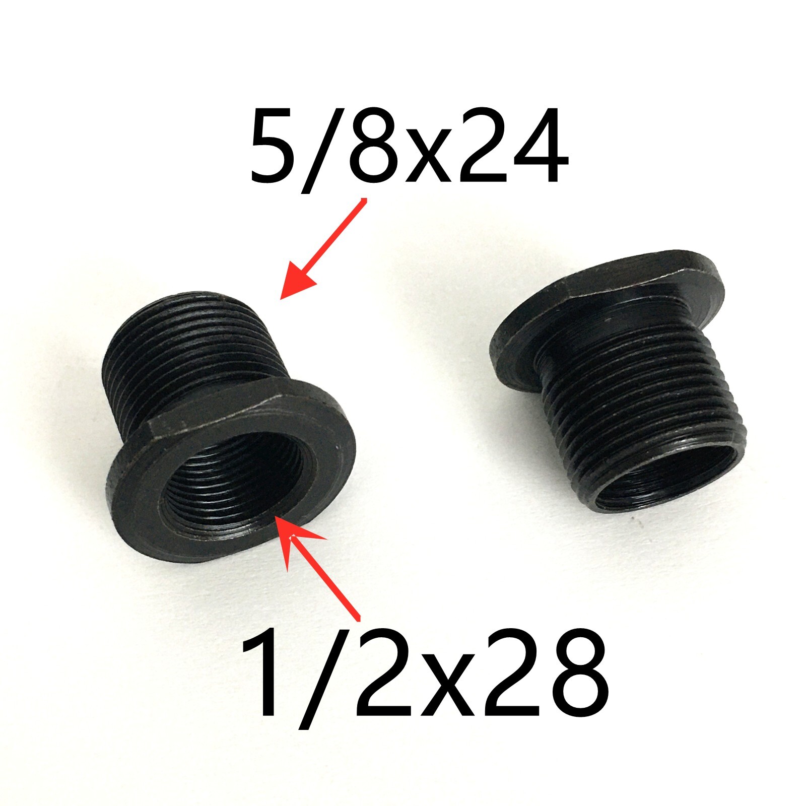 2 Pack Steel Thread Adapter 1/2x28 to 5/8x24 With 2 Crush Washer