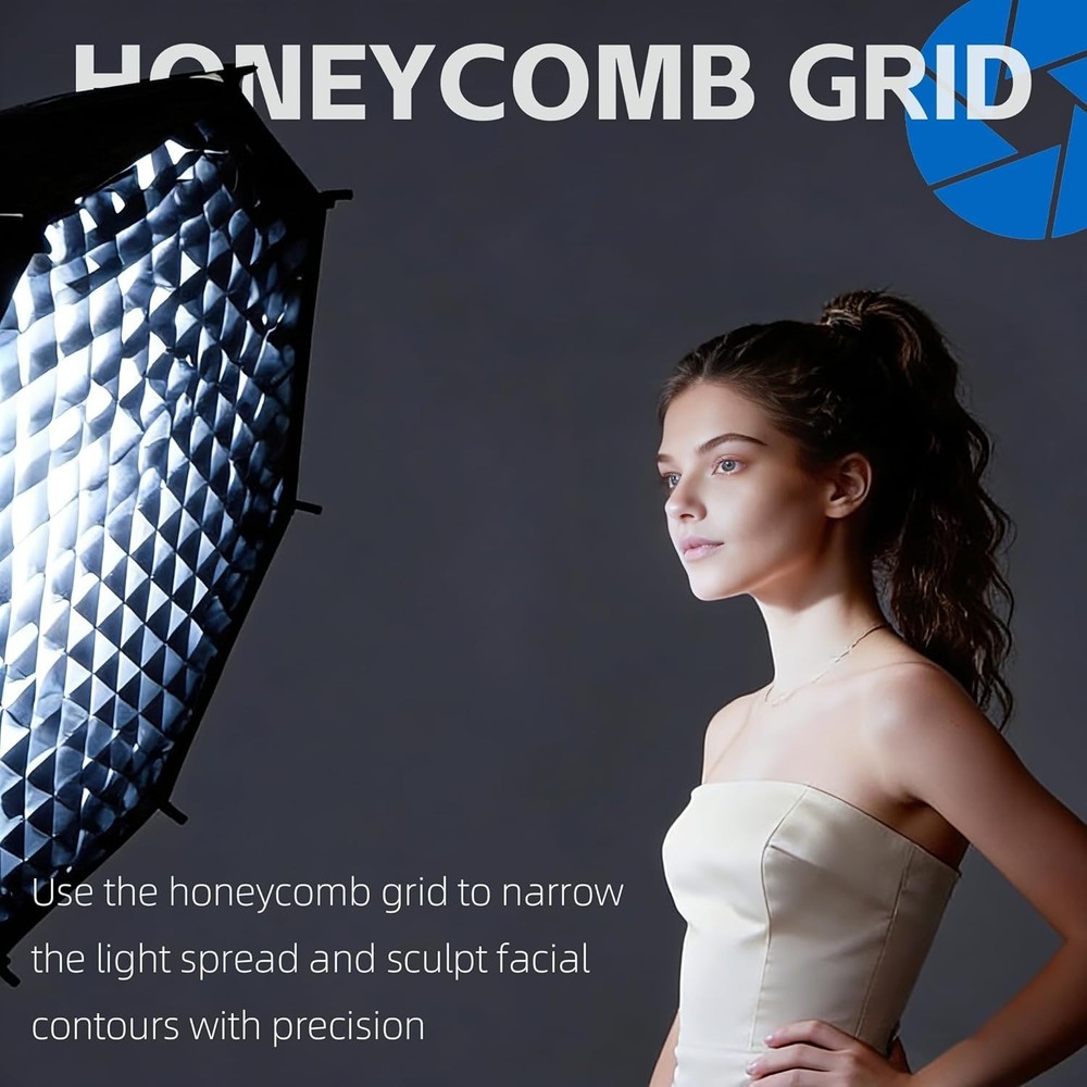 35.4"/90cm Octagonal Softbox, Quick Release Bowens Mount Softbox with Honeyco...