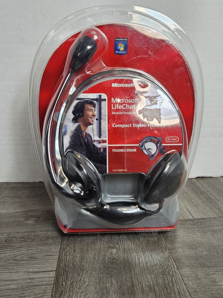 Microsoft Lifechat LX-2000 Compact Mobile Headset Foldable Microphone PC/MAC NIB