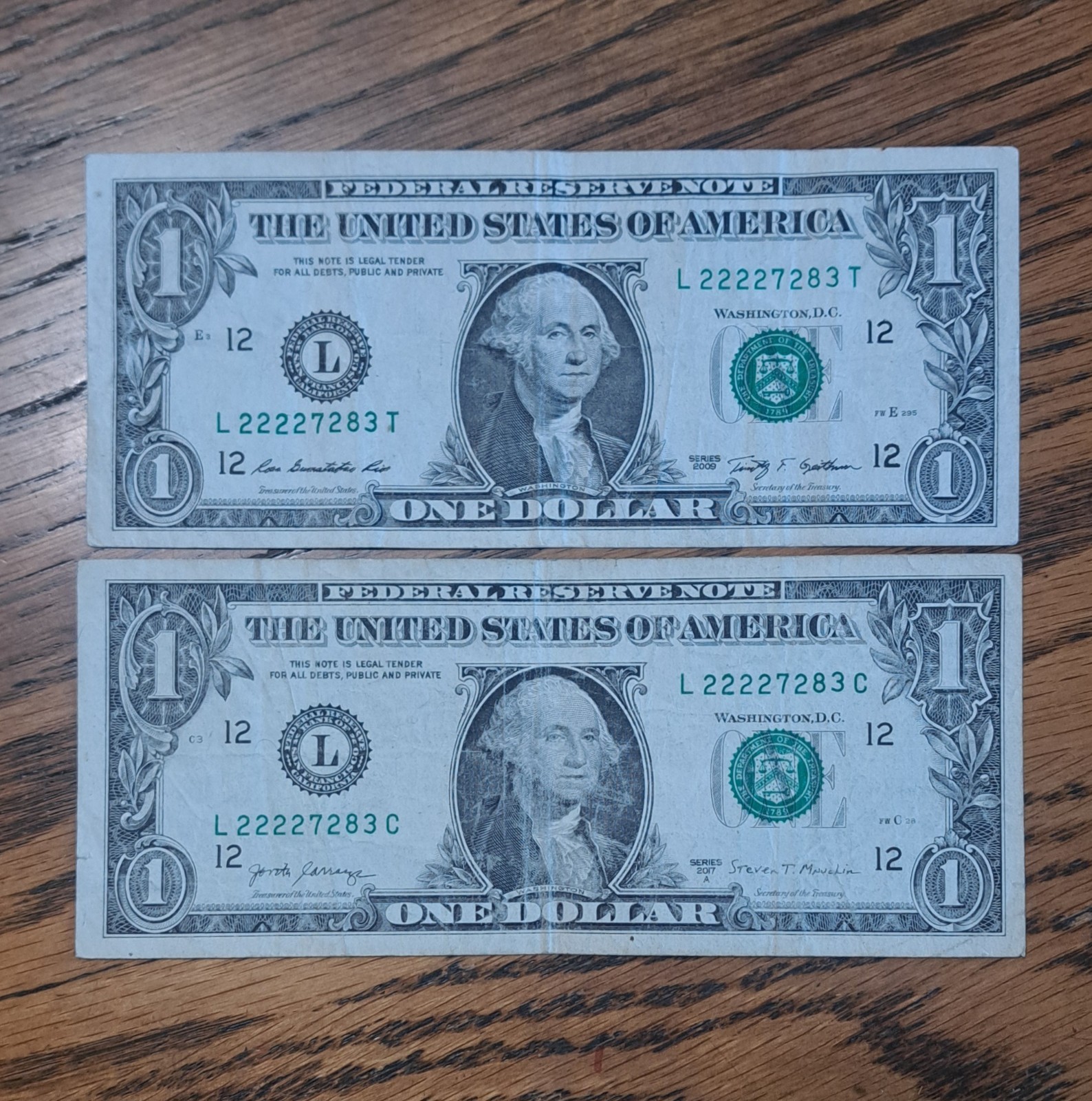 MATCHING $1 & $2DOLLAR NOTES! –SAME SERIALS -