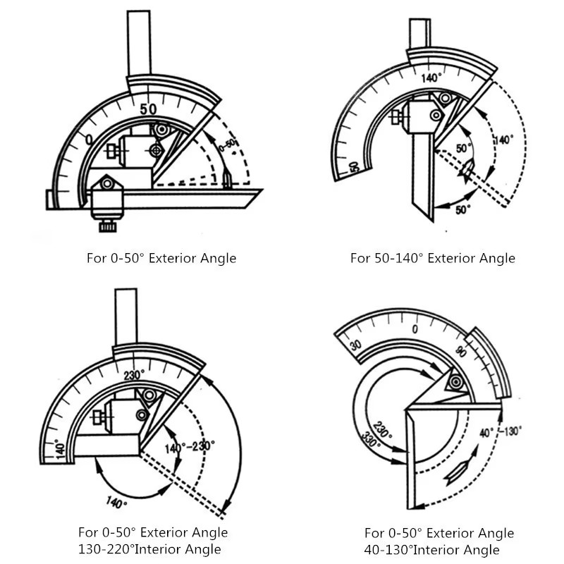 320° Universal Protractor 0.02 Precision Goniometer Angle Measuring Finder Ruler