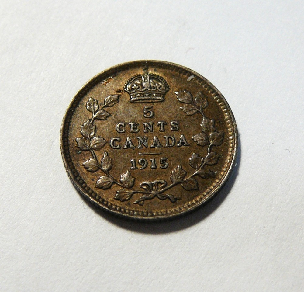 Canada 1915 5 Cents Silver XF