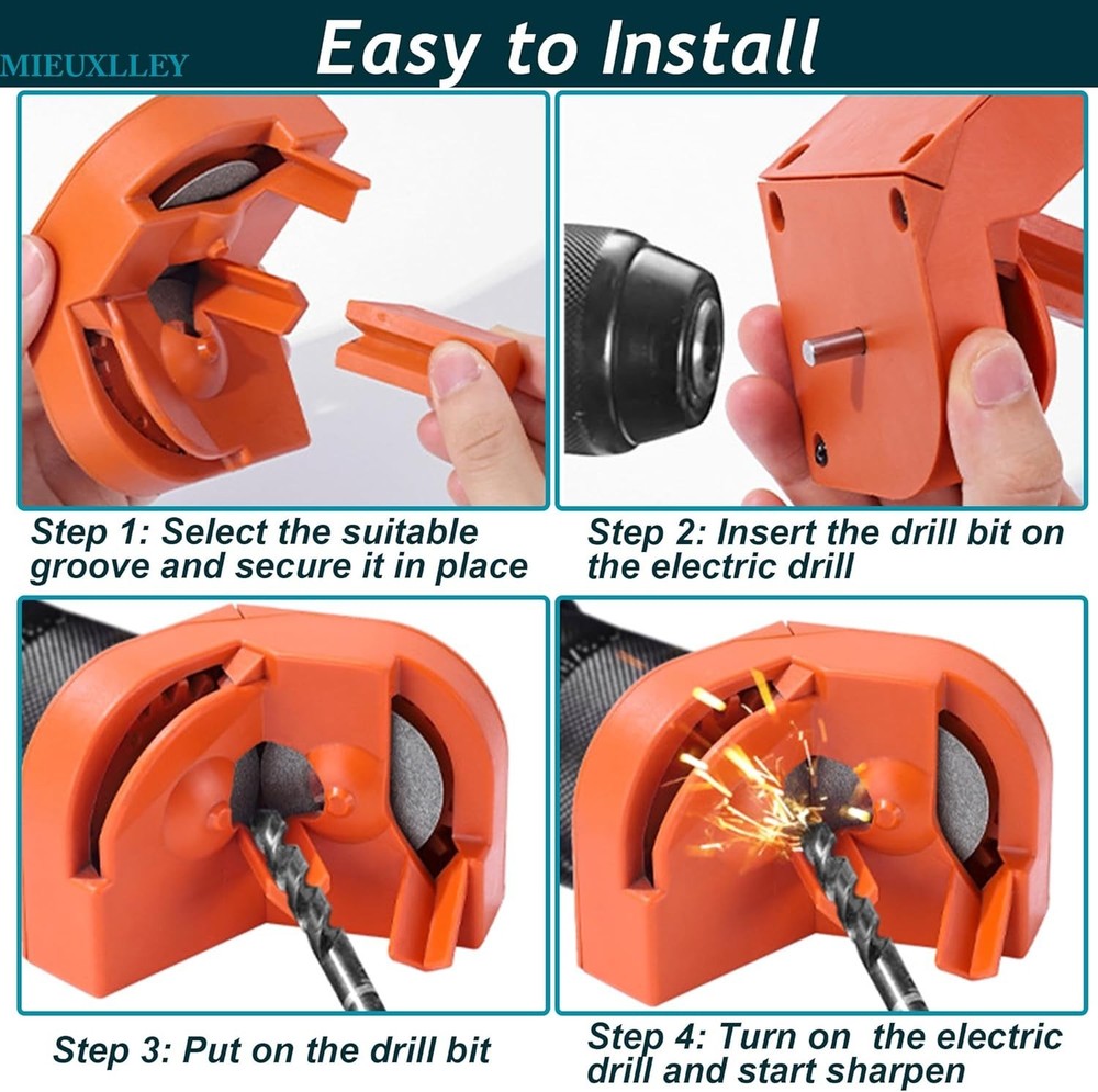 Portable Electric Drill Bit Sharpener with 4 Diamond Grinding Wheels