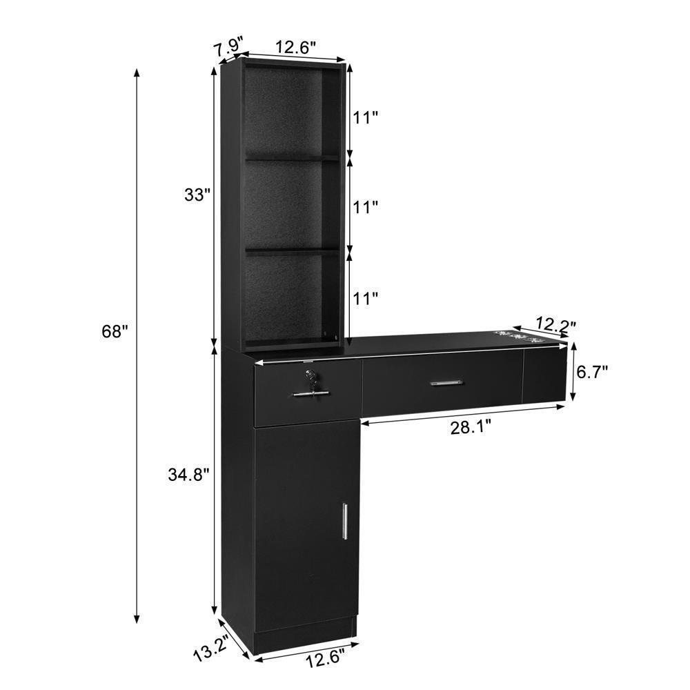 Barber Station, Wall Mount Salon Station for Hair Stylist Salon Spa Cabinets