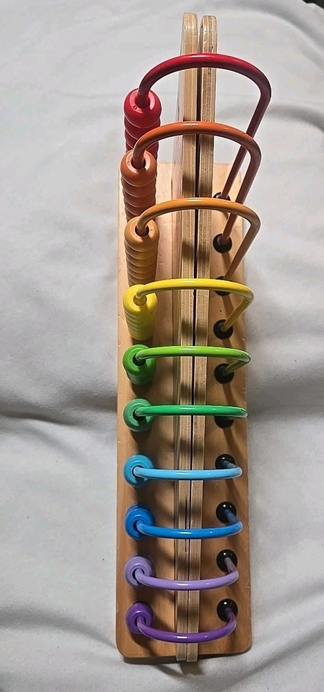 Melissa & Doug Rainbow Beaded Add / Subtract Abacus Complete EUC