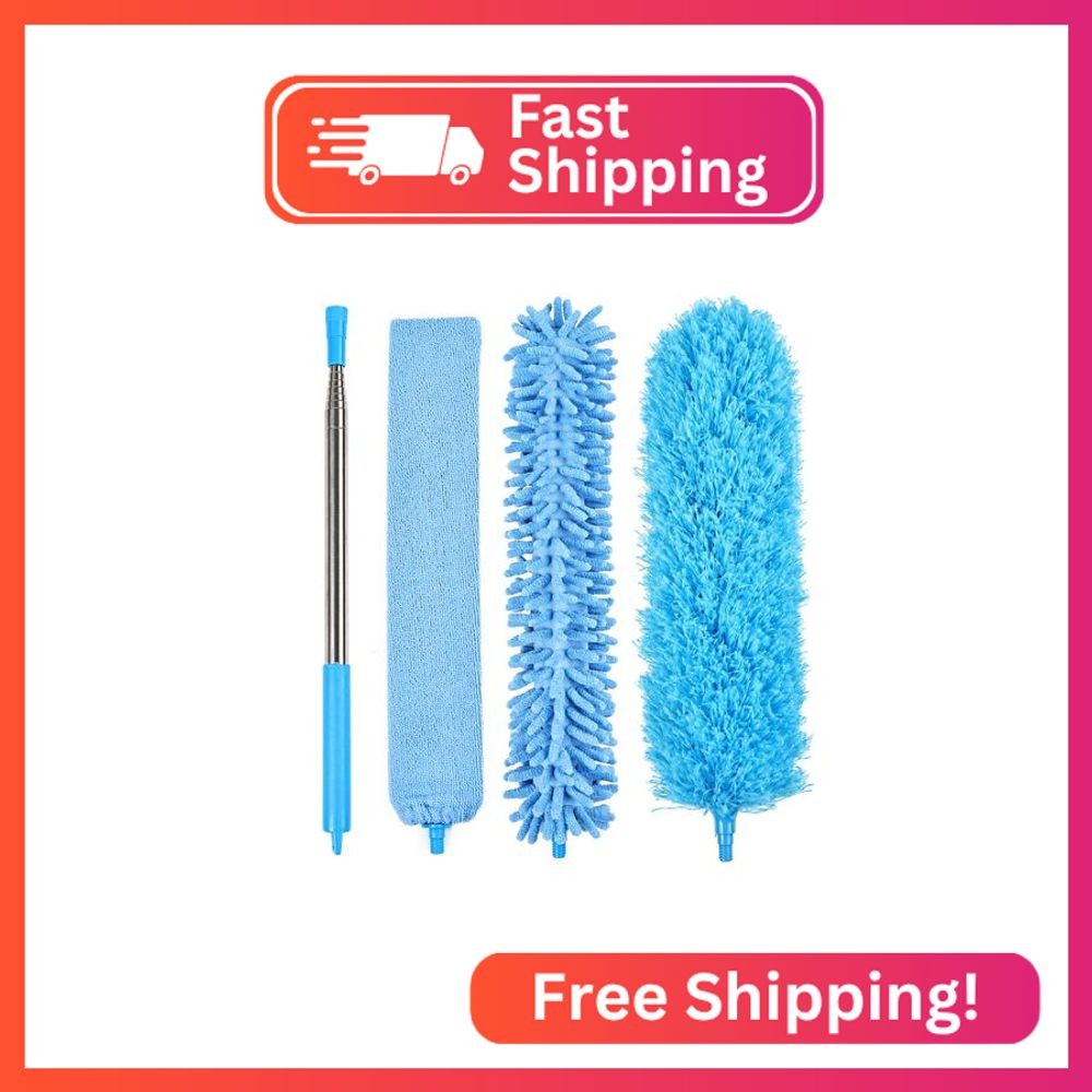 iHUFeather 4PCS Microfiber Duster Kit, 3 in 1 Microfiber Dusters Retractable Gap