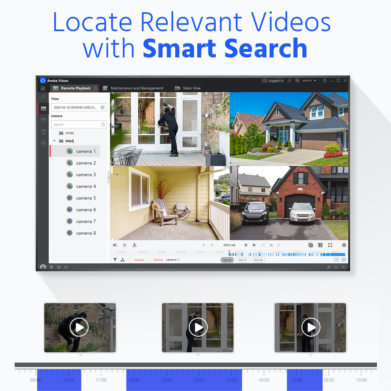 ANNKE 5IN1 4K 8MP 8CH DVR Video for CCTV Security Camera System AI Motion H.265+