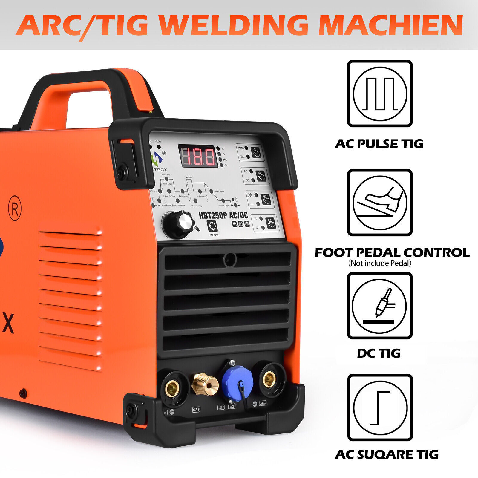 NEW HITBOX AC/DC Aluminum TIG Welder 200A Pulse Digital MMA TIG Welding Machine