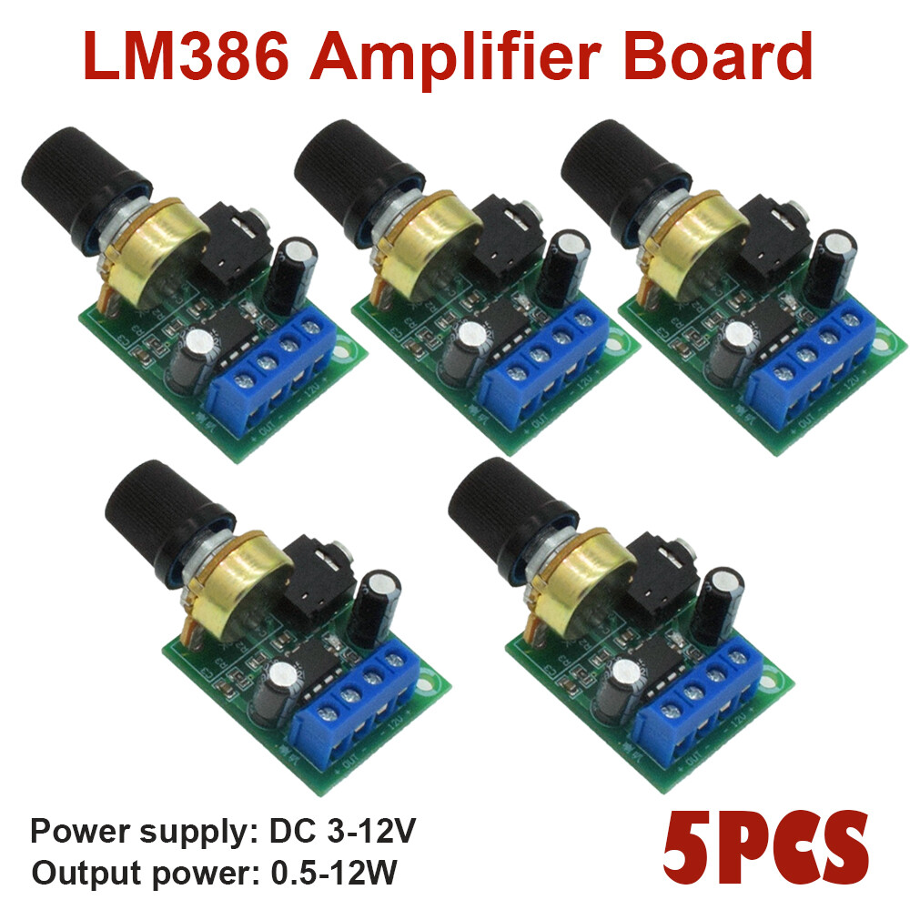 5PCS LM386 Mini Audio Power Amplifier Board DC3~12V Module Adjustable Volume