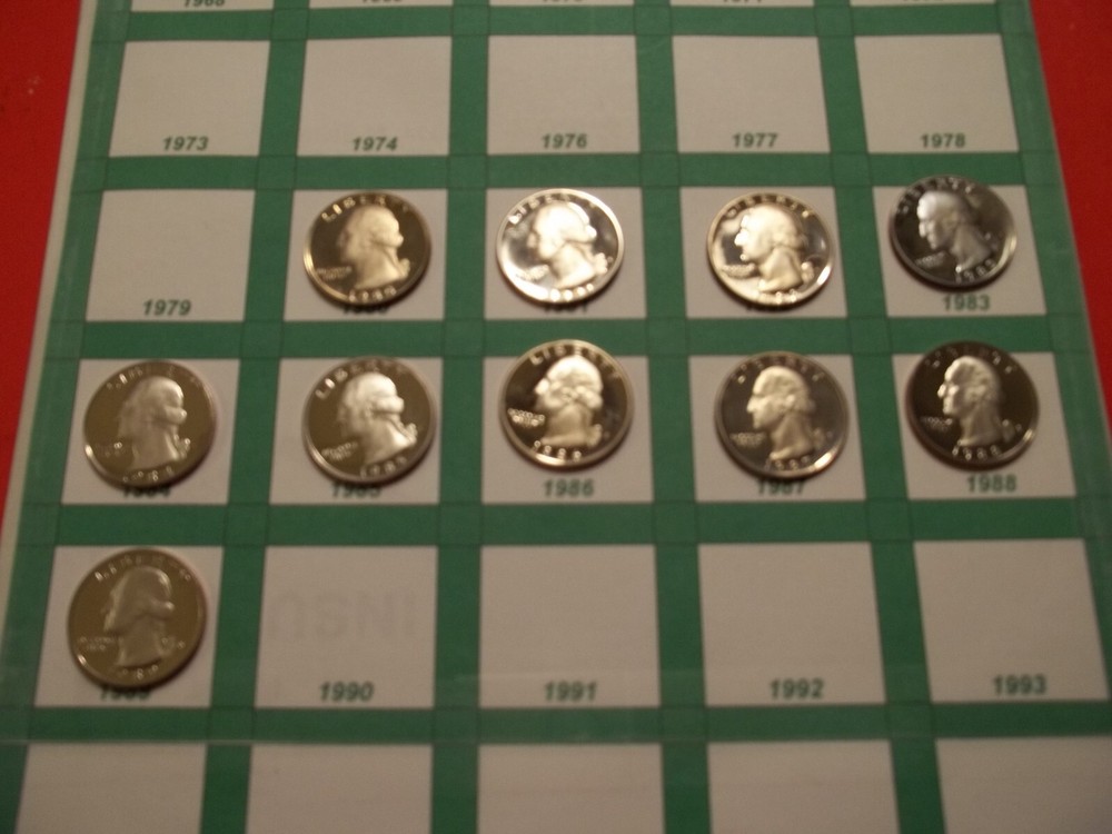 "S" Proof Washington Quarter Gem Set 1980-89 "S" (28)