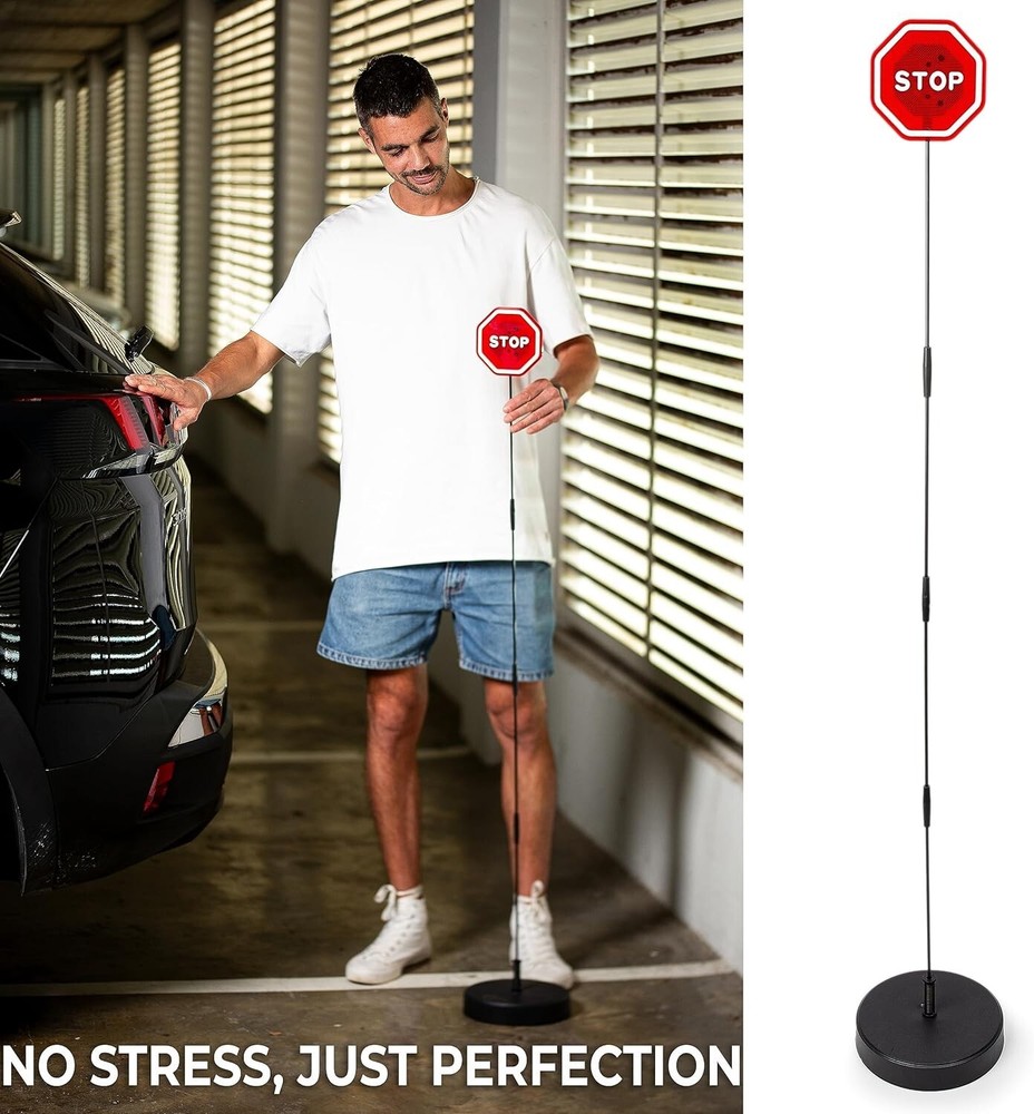 Zone Tech LED Flashing Stop Sign Parking Assistant for Garage, Adjustable Height