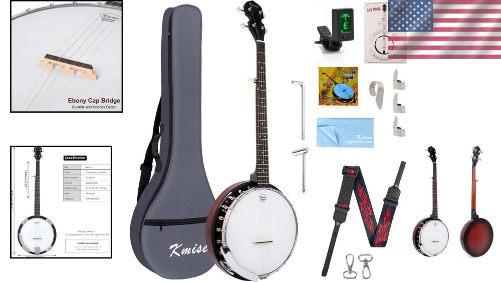 5 String Professional Banjo Kit: Includes Gig Bag & Tuner for Aspiring Musicians