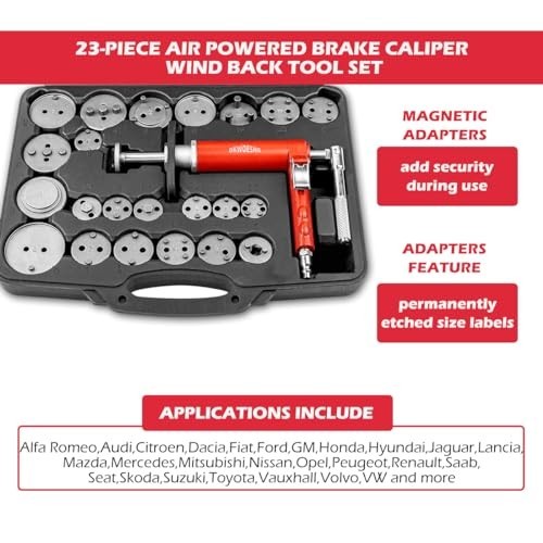 Pneumatic Brake Caliper Compression Tool Kit - Air Operated Disc Brake Piston Se