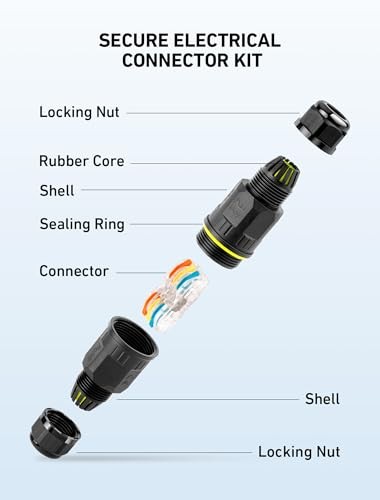 3-Pack Junction Box with 3 Pin Electrical Cable Connectors, IP68 Waterproof, 4
