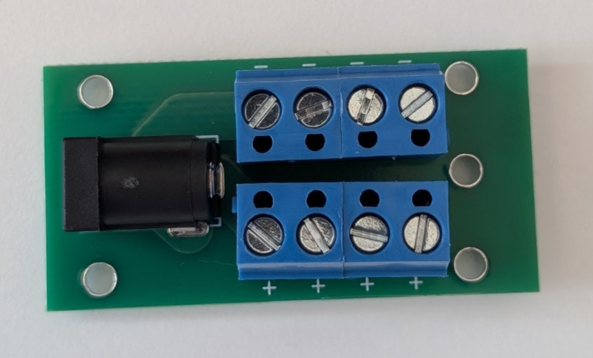 Barrel Power Distribution Board for DC - 4 way connector