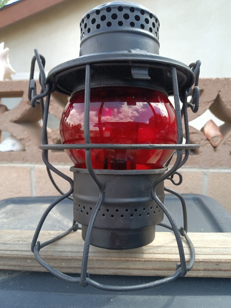 🌟 ADLAKE RAILROAD LANTERN S.P.CO RED GLOBE👀