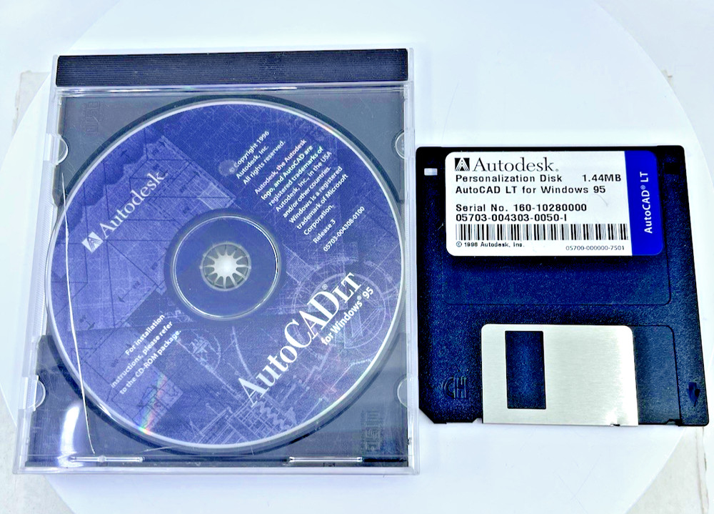 VTG AutoCadlt For Windows 95 Cd And Floppy Disk Bundle