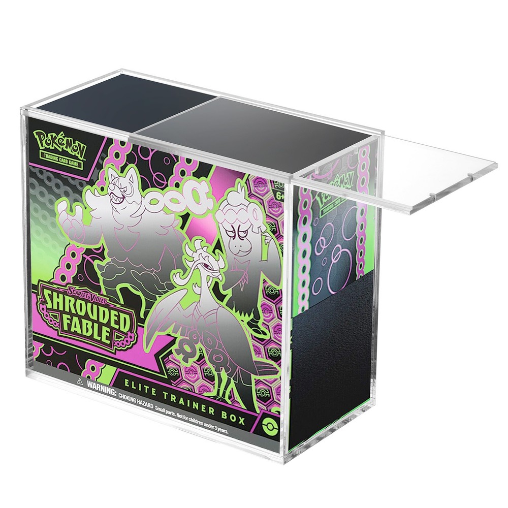 Pokemon ETB Magnetic Display Case Acrylic Protect Container Secure Sliding Lid